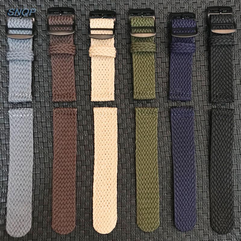 20mm 22mm Black Navy solid col - Perlon Strap Woven 评论和价格