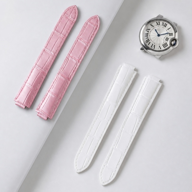 Leather Watch Strap Double Con - Cartier Watch Ballon Bleu 评论和价格
