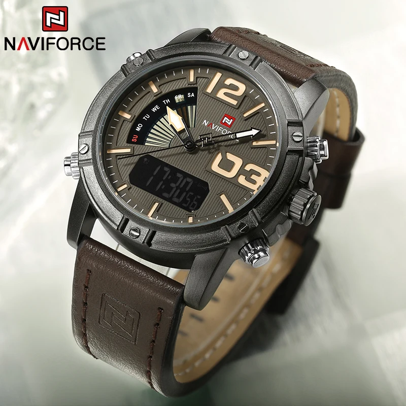 NAVIFORCE Top Brand Men Watch  - Leather Watch Band Men 评论和价格