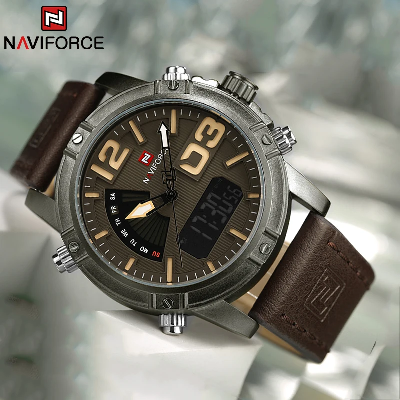 NAVIFORCE Top Brand Men Watch  - Leather Watch Band Men 评论和价格