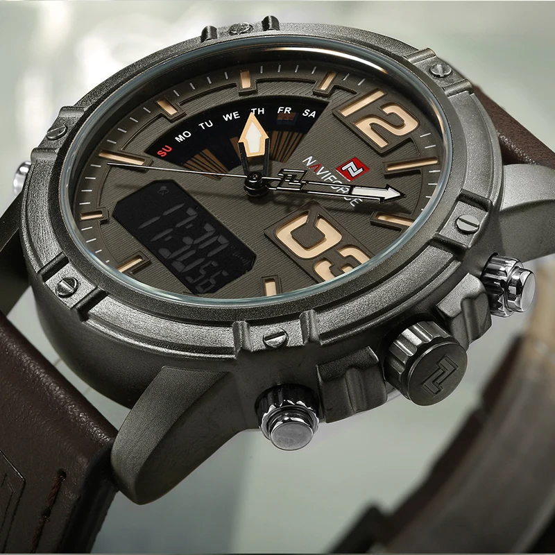 NAVIFORCE Top Brand Men Watch  - Leather Watch Band Men 评论和价格