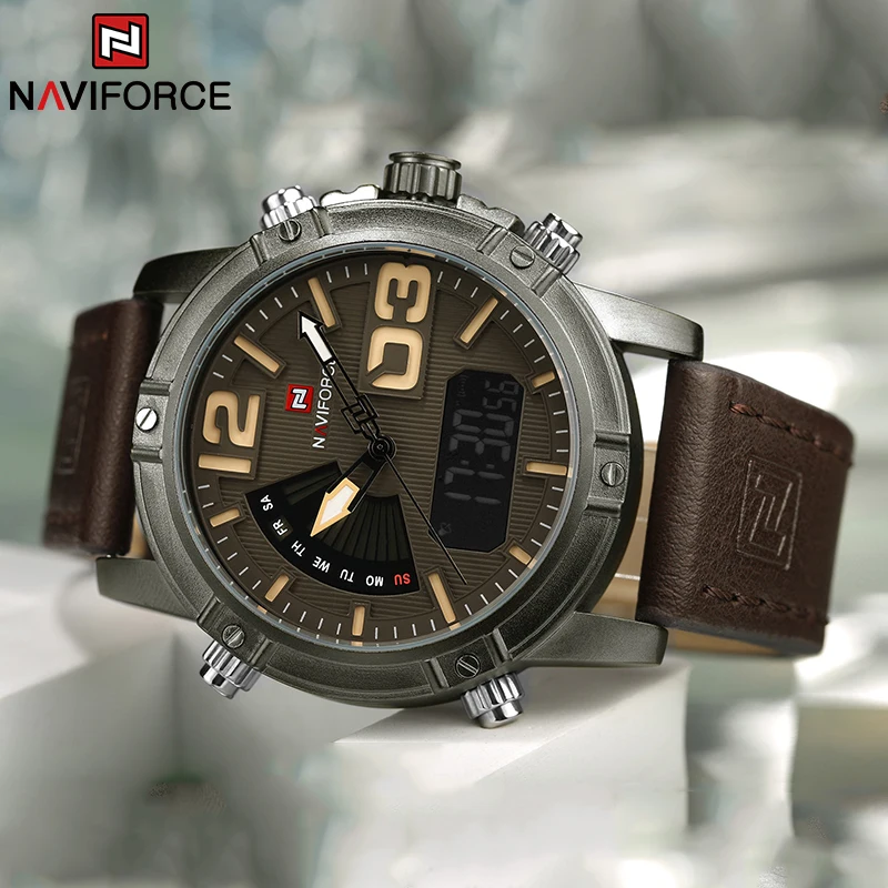 NAVIFORCE Top Brand Men Watch  - Leather Watch Band Men 评论和价格