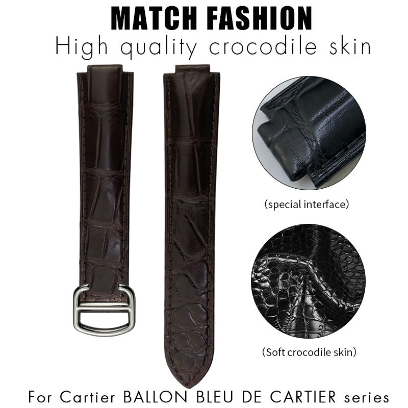 Crocodile Leather Watch Strap  - Cartier Watch Ballon Bleu 评论和价格