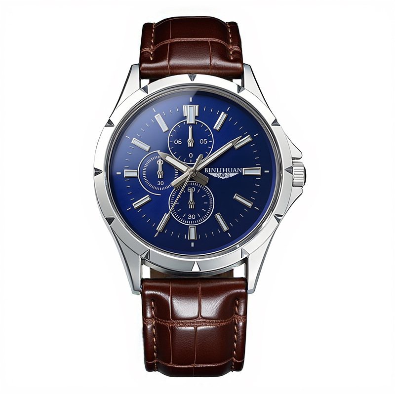 Men Chronograph Quartz Watch,  - Leather Watch Band Men 评论和价格