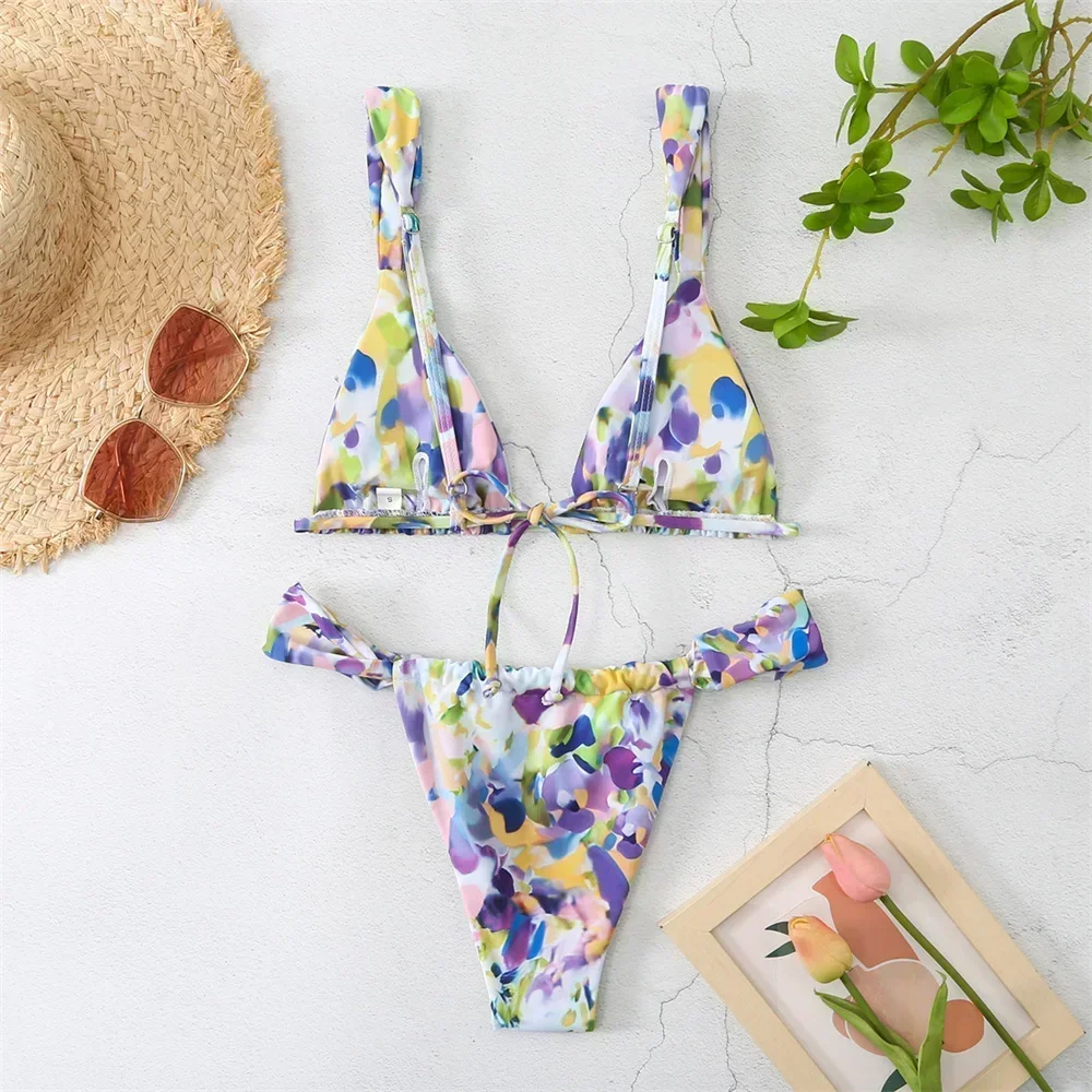 Vintage Print Bikini Thong Str - Tropic Strap Vintage 评论和价格